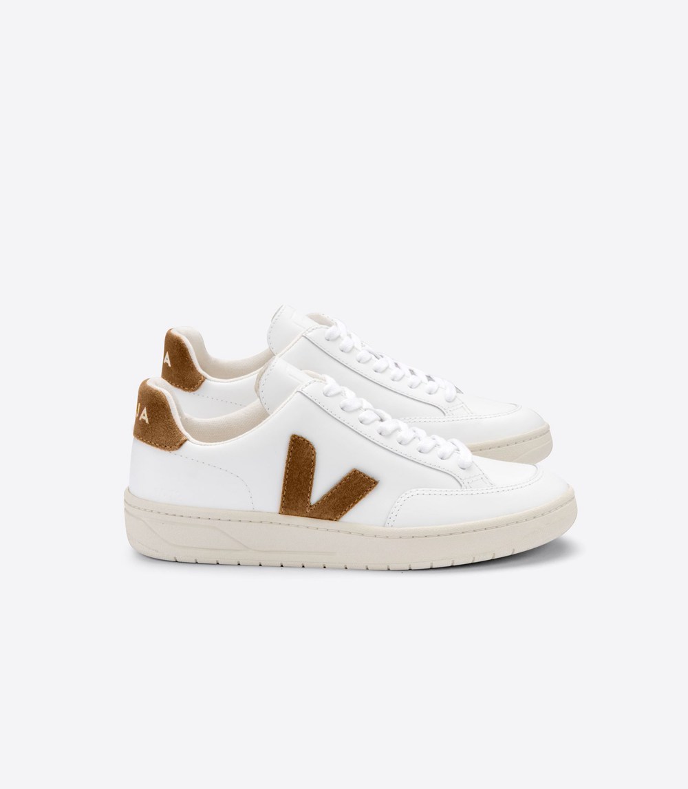 Veja Trainers Mens White - V-12 Leather - SFJV-59376